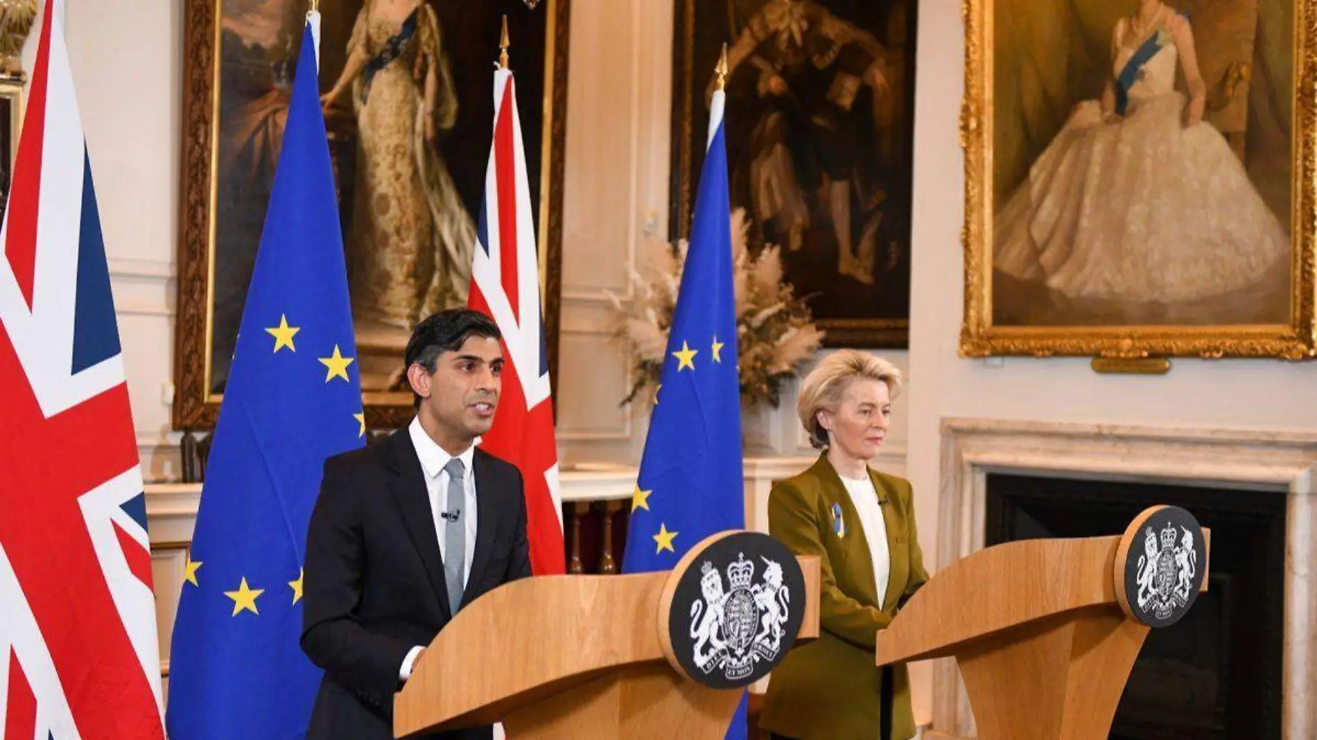 El primer ministro británico, Rishi Sunak, y la presidenta de la Comisión Europea (CE), Ursula von der Leyen